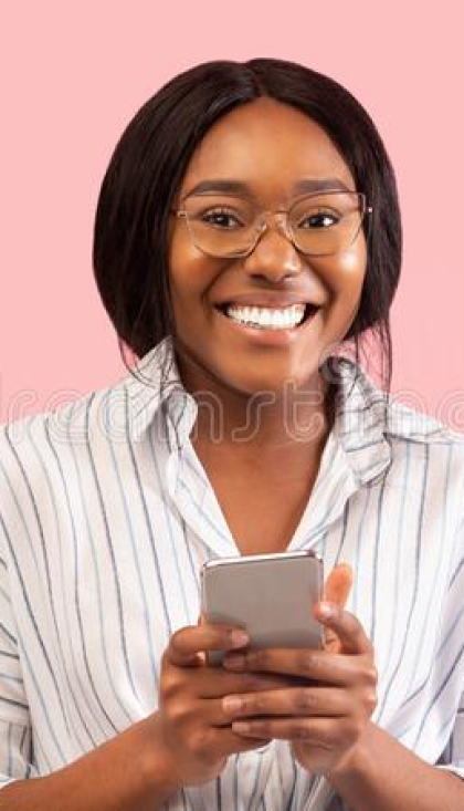 Lady holding smart phone